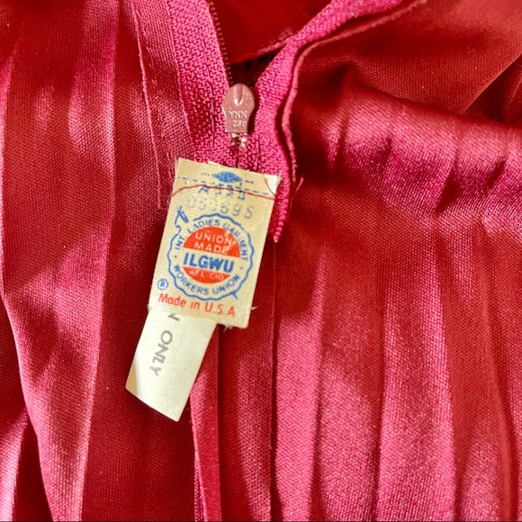 Vintage 70s 80s Lace Pleated Maxi - Picture 9 of 9